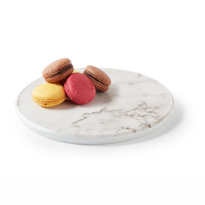 Balin Designs Présentoir à Gâteau Rond En Marbre Blanc 30,5 Cm Avec Support Doré – Présentoir