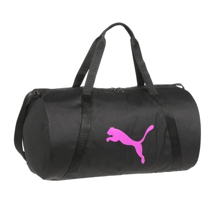 PUMA - Sac de sport Atess - sac de fitness / training pour femme - forme barril - noir et rose