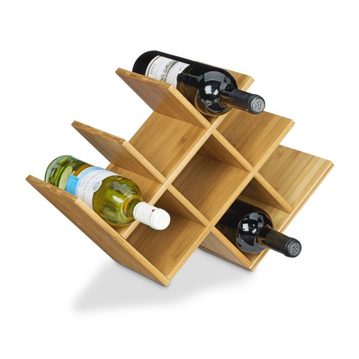 Relaxdays Casier à vin pour 9 bouteilles en inox 3 étages design moderne range-bouteilles HxlxP: 22 x 27 x 16,5 cm, argenté