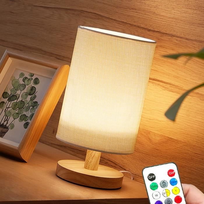 Lampe de chevet - SALUTUYA - Bois - Lumière chaude LED - Design moderne - Rechargeable USB