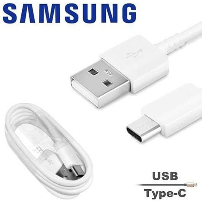 Câble Chargeur Cordon d'Alimentation Blanc charge rapide USB Type-C Original Samsung Pour Galaxy S8 S9 S10 S10e S10+ S10 Plus