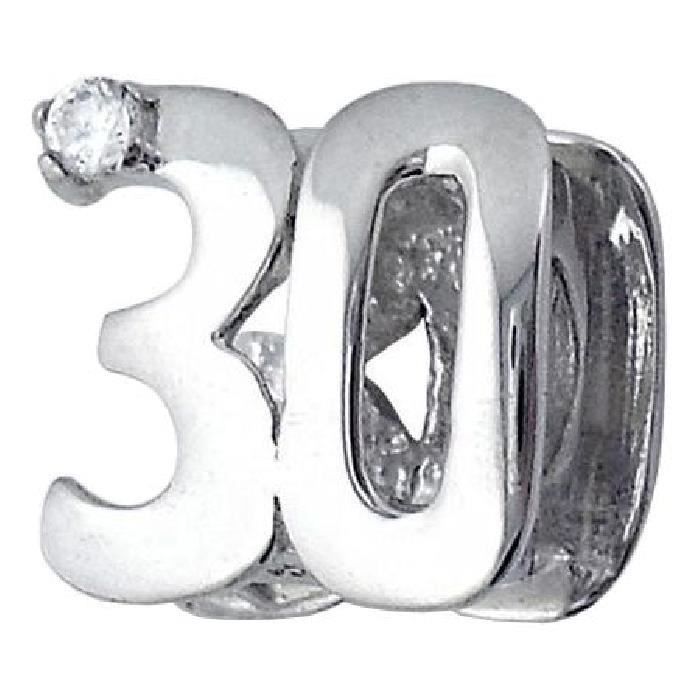 Charm 30 Ans Anniversaire Zirconium Blanc Charms Compatibles Pandora Trollbeads Chamilia Biagi Argent 925 Achat Vente Charm S So Chic Bijoux Charm Femme Adulte Blanc
