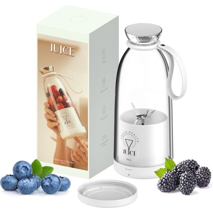 Mini Blender Smoothie Transportable Compact 500mL Puissant 60W, Mixeur