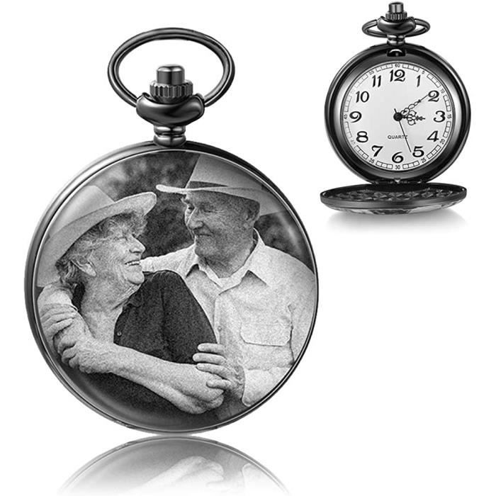 Montre Poche Personnalis e avec Photo et Texte Gravure Vintage