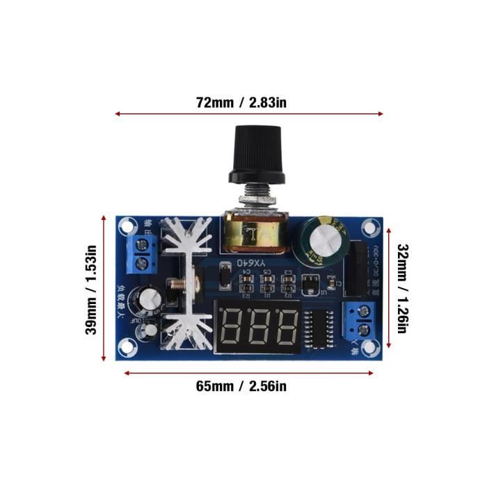 Module Régulateur De Tension LM317 Numérique - Alimentation Variable 1.25V-28V / 2A Max - Avec Affichage Et Dissipateur
