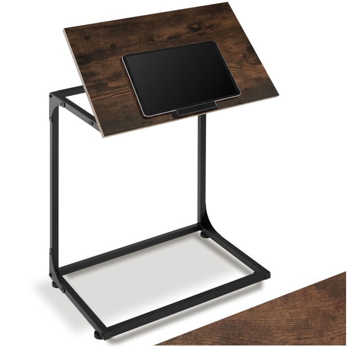 Table basse - TECTAKE - Table dappoint RUSTON en panneau aggloméré et acier style industriel 55 x 35 x 665 cm - Bois foncé