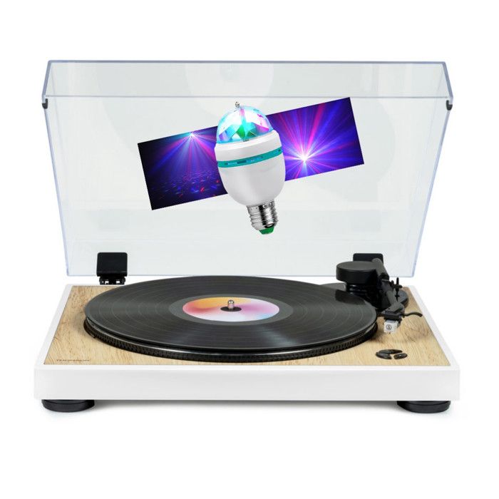Tourne Disque vinyle Thomson TT301 BOIS 3345 tours Lecture / retour du bras auto. Ampoule DIAMS couleurs LED - vue 2