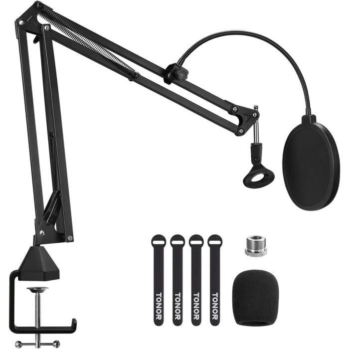 Bras De Micro Support TONOR T30 - Portée 940mm - Charge 2kg - Filtre Anti-Pop - Pour Podcast, Streaming, Jeu