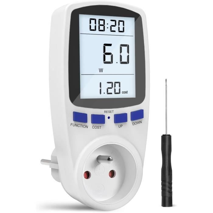 Wattmètre Prise électrique – Compteur D'énergie, Affichage LCD, Mesure Consommation