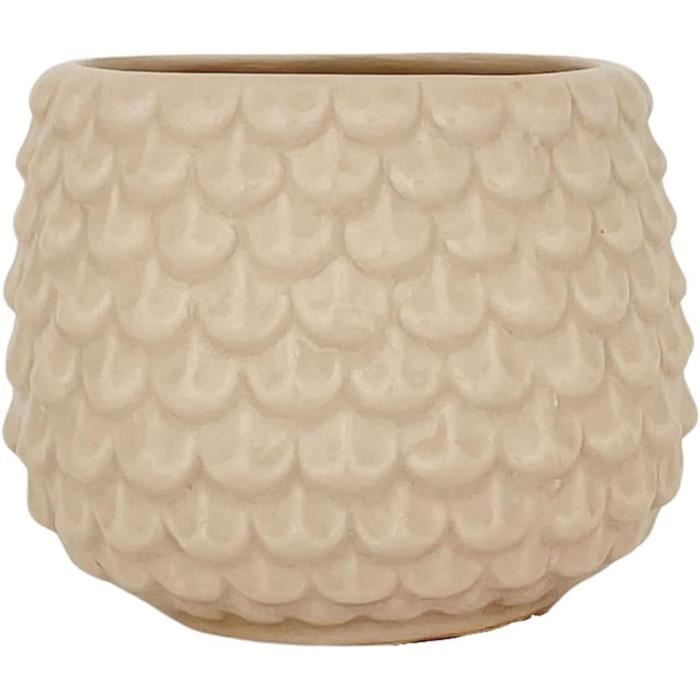 Nordring Pot De Fleur Dotty - Pots De Fleurs Décoratifs Couleur Pour Intérieur Style Rétro Créatif L (15,5 Cm ø), Ivoire-Jaune, Céramique