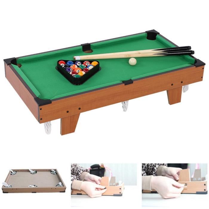 Mini Table De Billard De Bureau – 60 X 30 X 15 Cm – En Bois – 2 Queues, 16 Boules, Triangle, Brosse Et Craies – Jeu éducatif Et De Voyage