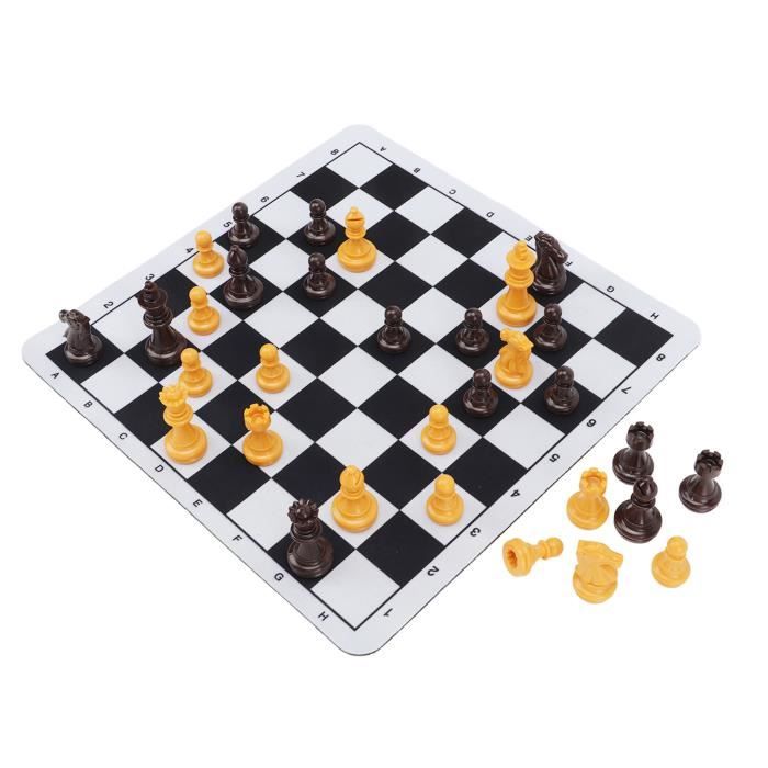 Jeu d'échecs 51 cm pliable plastique blanc/bleu avec pièces STAUNTON économiques feutrées