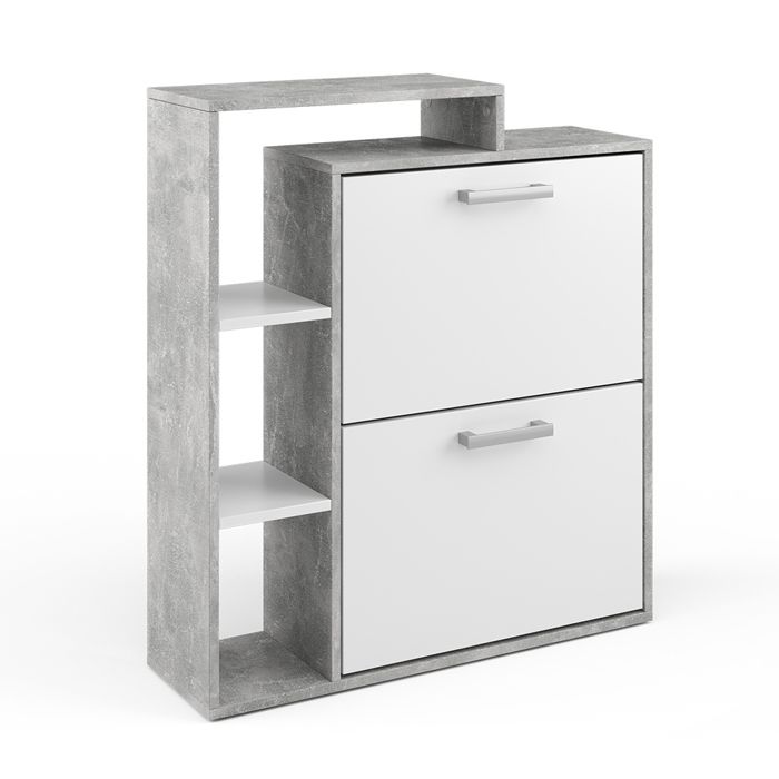 Meuble à chaussure Orlando 24.5x90cm Blanc/Béton Vicco 34110