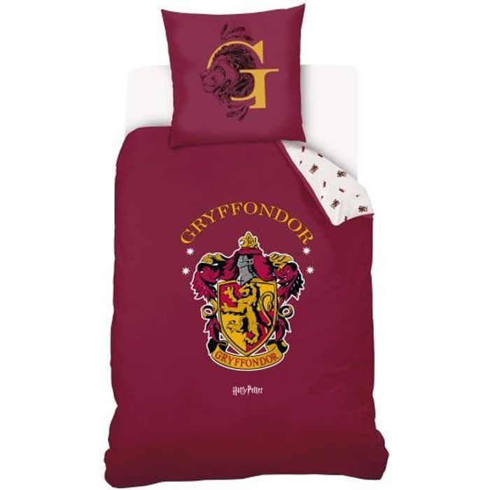 Harry Potter Parure de lit 3 pièces 1 housse de couette avec fermeture