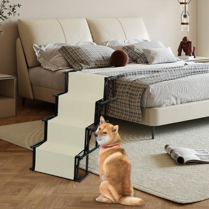 Comparer les prix de Escalier pour Chien - XUANYU - Beige - Pliable - INOX + Tissu Oxford - 139x76x45 cm