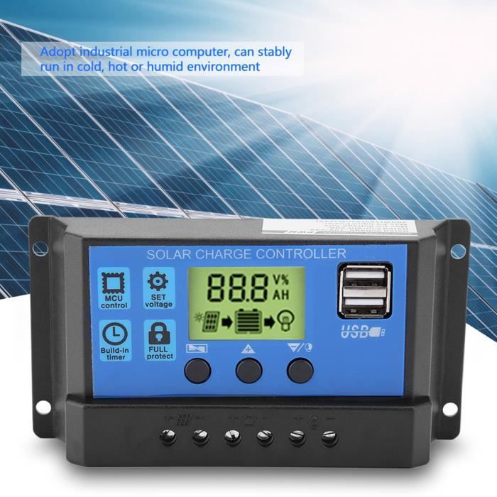 DBA PWM 12V 24V Dual USB Solar Panel Charger Controller LCD display 10 ...