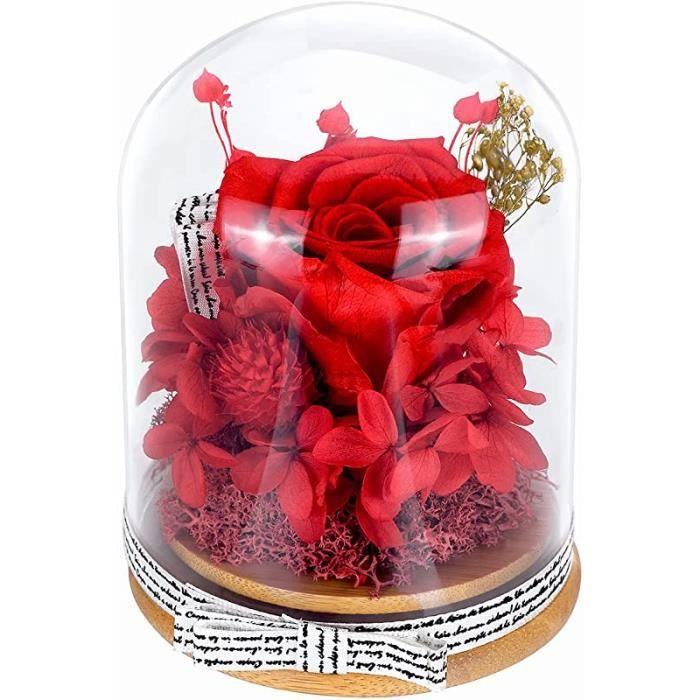 Boîte Cadeau Rose Éternelle LuluDa - Avec Collier Cœur - Idée Romantique Pour Anniversaire, Saint-Valentin