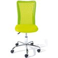 Chaise de bureau enfant piètement métal revêtement tissu mesh vert-1