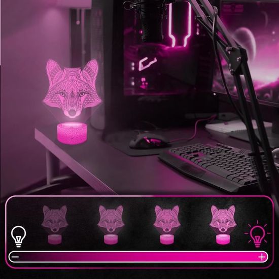 Lampe 3D LED Illusion - Modèle Casque Mandalorian - Veilleuse Tactile Réglable - Socle USB Ou Pile - Cadeau Original Enfant/adulte