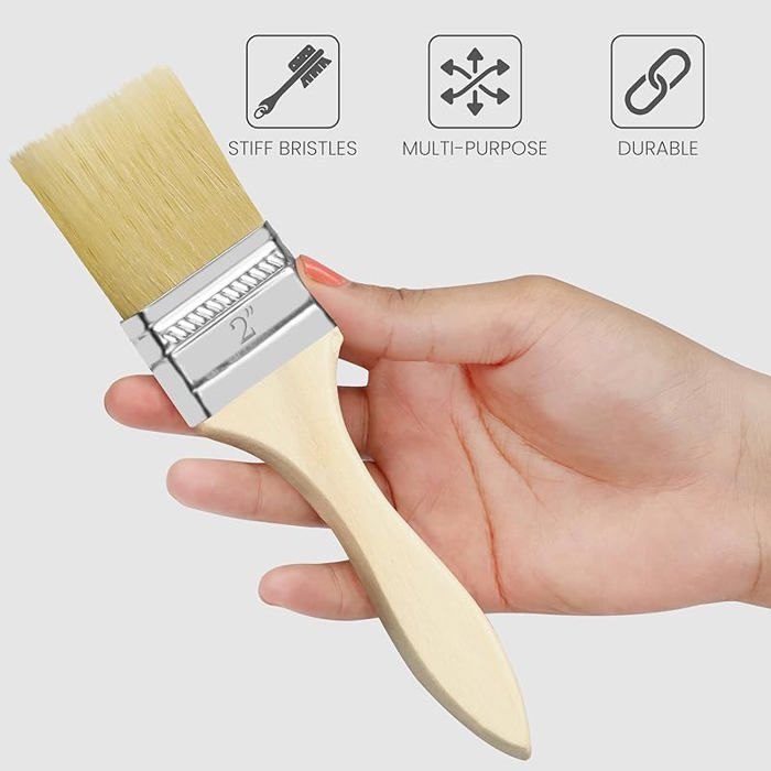 Lot De 6 Pinceaux En Bois Avec Poils De Porc – 12 Cm – Pour Peinture Acrylique, Aquarelle, Encres
