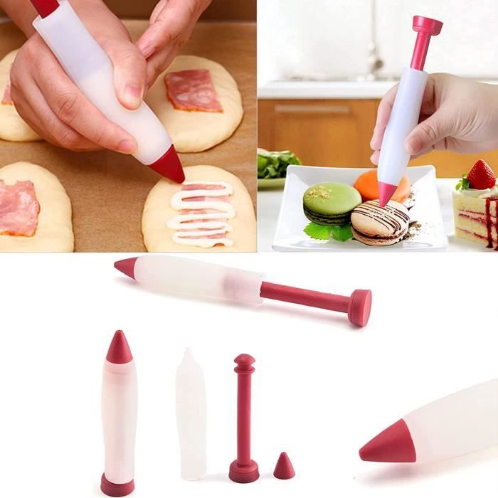 Kit 4 Stylos à Pâtisserie En Silicone - Avec 16 Douilles - Pour Décoration Gâteaux/Desserts