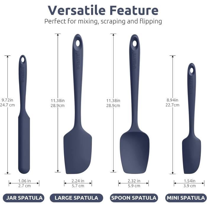 6 pièces ensemble de spatule en silicone spatules de cuisine spatule en  plastique spatule dernière goutte pour ustensiles de cuisine antiadhésifs