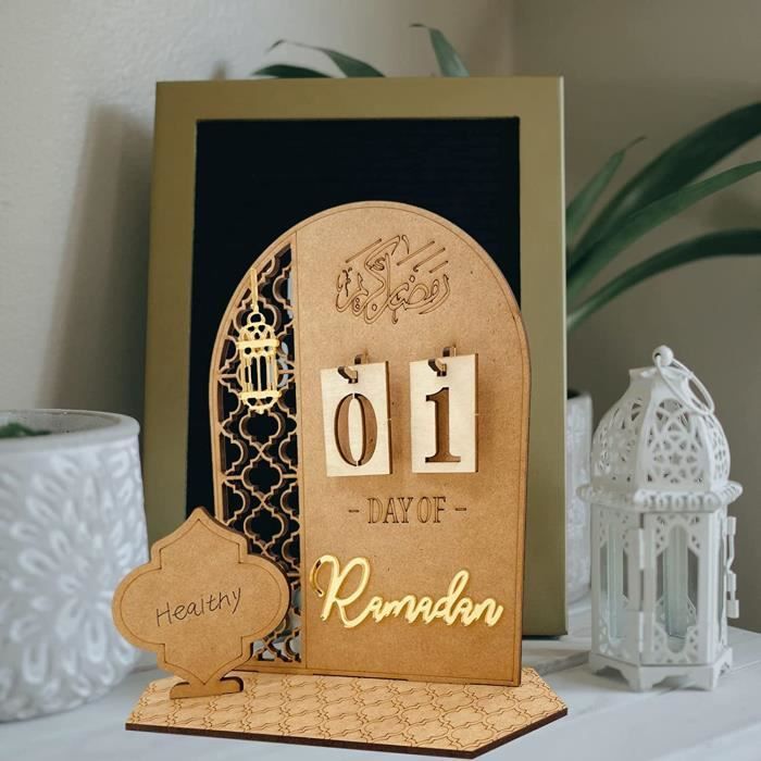 Calendrier de l'Avent du Ramadan, calendrier de l'Avent en bois,  décorations de compte à rebours de 30 jours, calendrier de compte à rebours  de l'Aïd