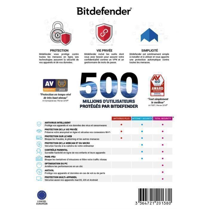 Bitdefender Total Security 2026* - (3 Appareils - 1 An ...