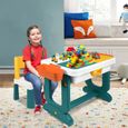 UISEBRT Ensemble Table de Bloc pour enfants avec chaises Table de jeu multifonctionnel Set de chaises pour Chambre et Jardin-2