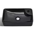 Vasque à trou pour robinet céramique Noir - VIDAXL - Rond - 40 cm - Finition haute brillance-2