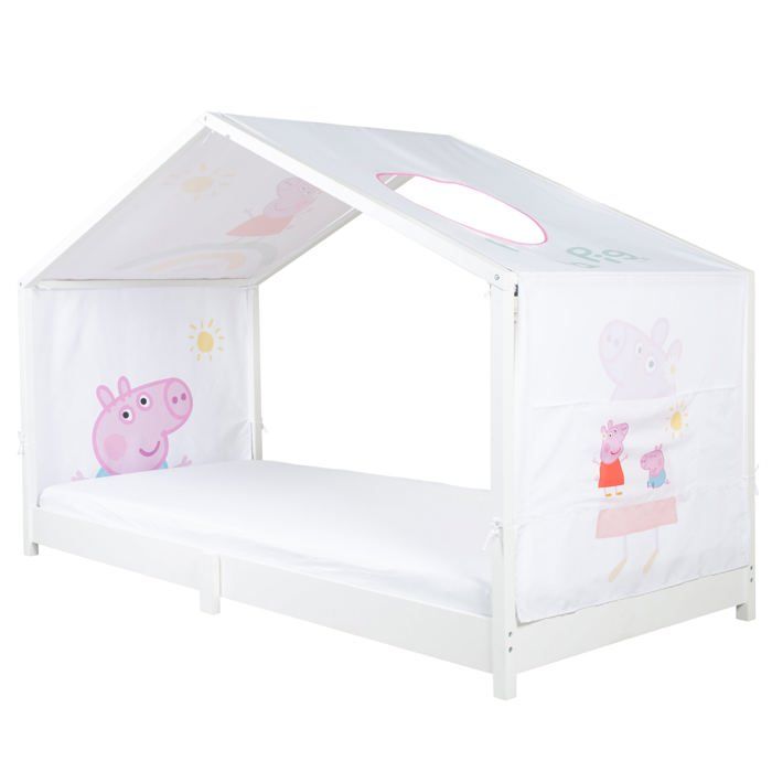 Voilage Lit Cabane Lit Cabane 90x200 Roba Housse Pour Lits Montessori 90 X 200 Cm Au Design Peppa Pig Ciel De Lit Cabane Cabane De Lit
