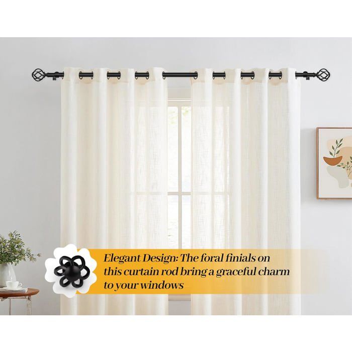 KAMANINA Lot De 2 Tringles à Rideaux Noires Extensibles 80-148 Cm – Diamètre 25 Mm, Design Moderne Et Solide