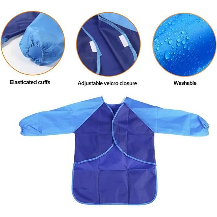 Blouse De Peinture Enfant Imperméable – Taille Unique 3-11 Ans – Poche, Manches Longues – Pour Peinture, Cuisine, Bricolage