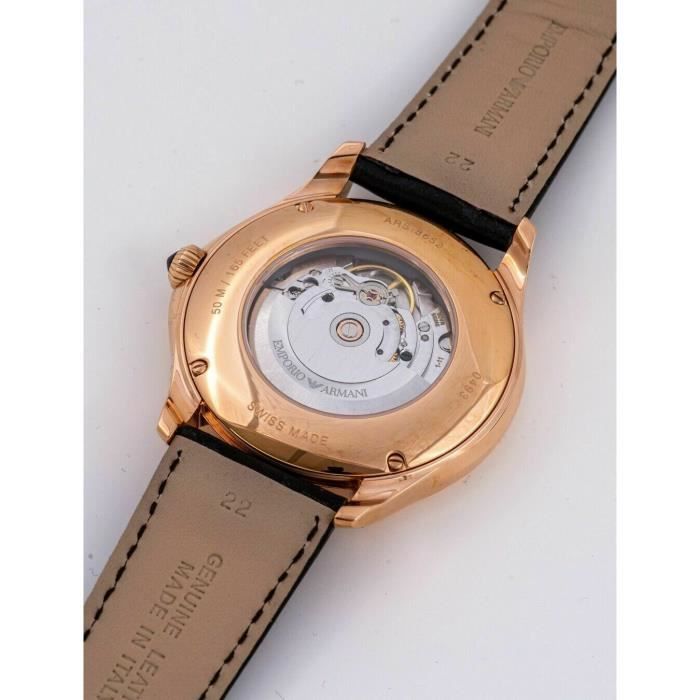 MONTRE HOMME EMPORIO ARMANI swiss made Mouvement automatique avec Date Bracelet Cuir et Cadran Or Rose
