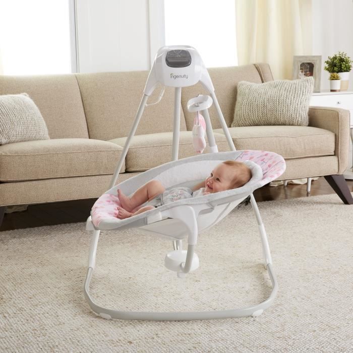 BUGIES Balancelle bébé électrique inclinable rotation à 180° Gris CARETERO  Pas Cher 