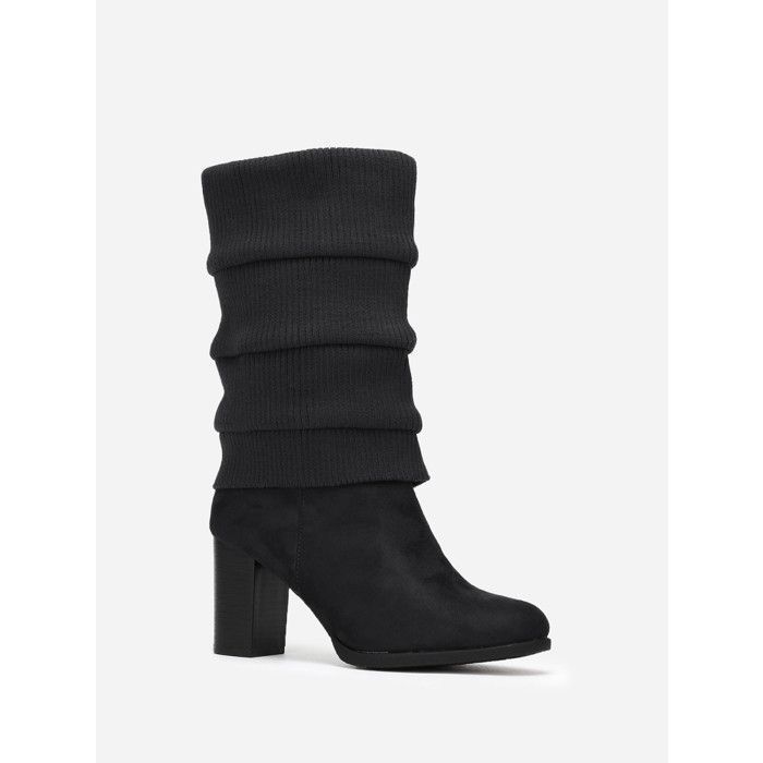 Bottes LA MODEUSE Effet chaussettes plissées Noir Femme