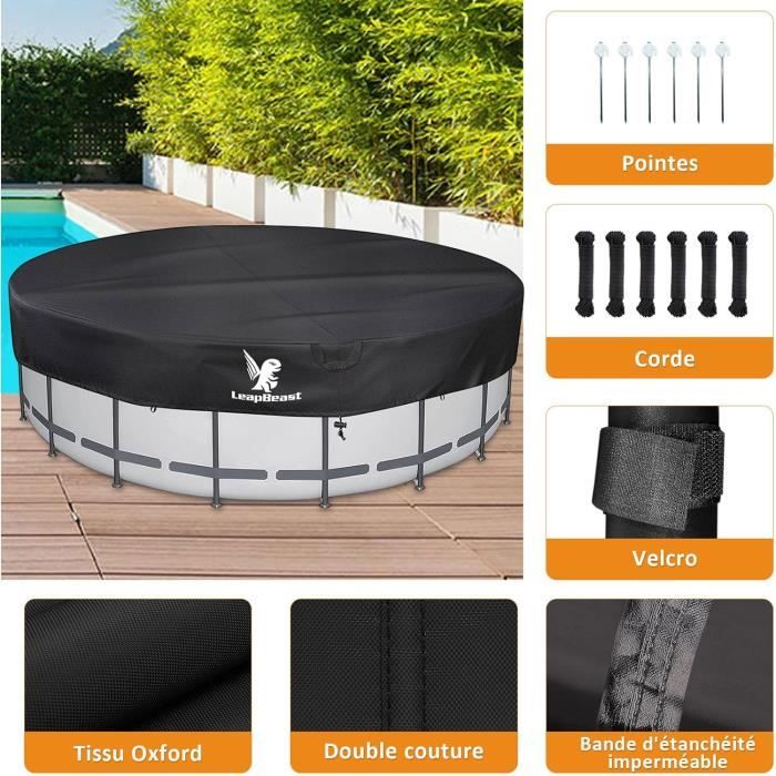 Housse De Piscine Ronde Pour Chien - Imperméable, Anti-UV, Avec Cordon De Serrage - 122 Cm