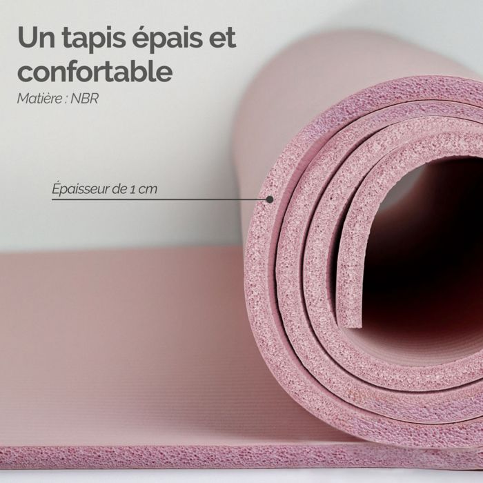 Tapis de yoga 1/2 extra épais haute densité, tapis d'exercice anti-déchirure avec sangle de transport, convient pour divers exercices de yoga, bleu marine