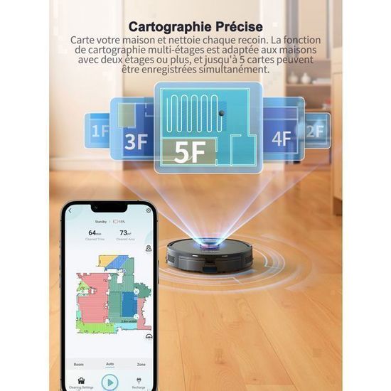 Aspirateur Robot Laveur 2025 - Vidage Auto 60 Jours, 6600Pa, LIDAR, Cartographie Multiniveaux - Compatible Alexa, Pour Poils D'Animaux