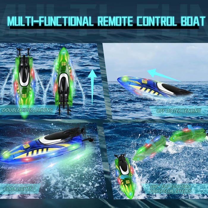 WeFone Bateau RC pour Enfants 8-12 Ans et Adultes, 24+ km/h, lumières LED, 2 Batteries 30-40 Min, Jouet d'été pour Piscine/lac, Cadeau garçon/Fille, Bateau télécommandé Rapide WF17 Bleu (Violet WeFone Bateau RC pour Enfants 8-12 Ans et Adultes, 24+ km/h, lumières LED, 2 Batteries 30-40 Min, Jouet d'été pour Piscine/lac, Cadeau garçon/Fille, Bateau télécommandé Rapide WF17 Bleu (Violet