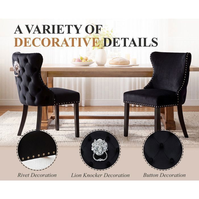 WAFTING Lot de 6 Chaises salle à manger,avec Coussin en éponge de lin, Pieds en métal et revêtement en à Motif Diamant,Noir. - Maison