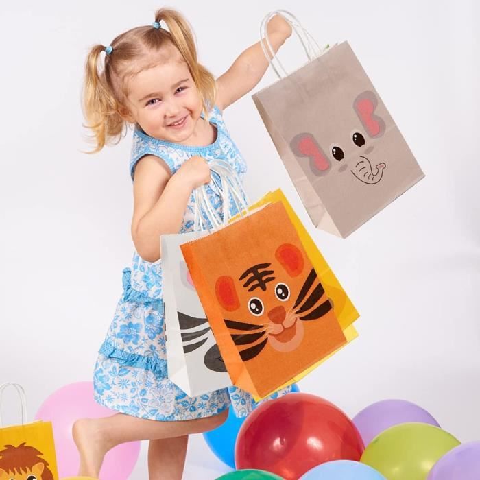 8 sacs cadeau pour emballage : anniversaire enfant thème safari