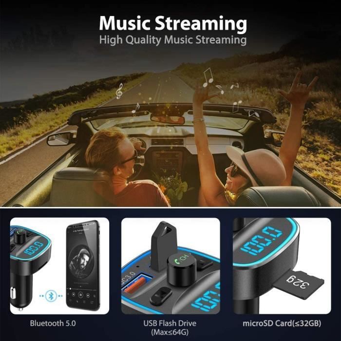 Transmetteur FM Bluetooth 5.3, adaptateur Bluetooth pour voiture, chargeur  rapide pour voiture, lecteur de musique MP3, supporte le disque U, 1 pièce  – les meilleurs produits dans la boutique en ligne Joom Geek