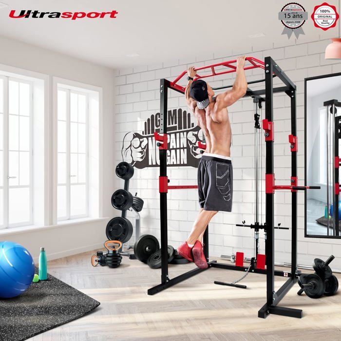 Power rack cage ATX avec poulie à charge libre et barre guidée - Barre