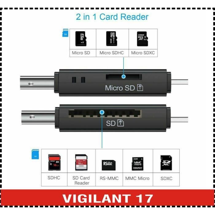Lecteur De Carte OTG 5-en-1 Ashiboogoole - Type C/USB/Micro USB/SD/TF - Neuf