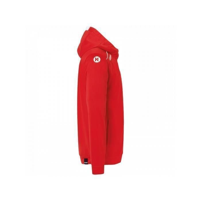 Veste de survetement Kempa pour joueurs de handball a capuche rouge blanc taille 2XL