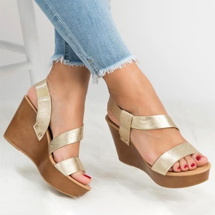 Sandales talons compens s pour femmes d t d contract es