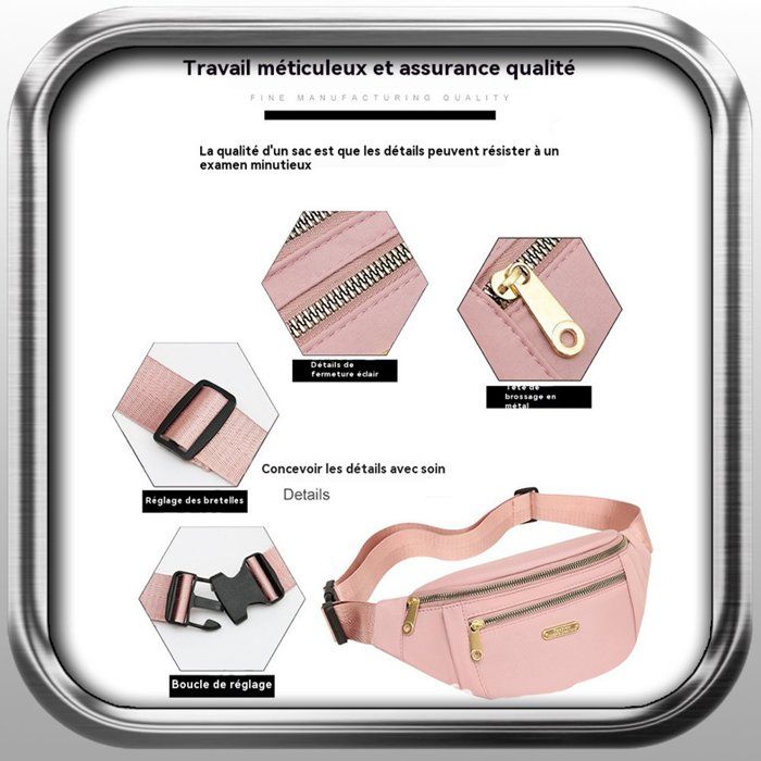 Sac Banane Unisexe Tendance – Ceinture Réglable Imperméable Pour Voyage, Sport, Randonnée (Noir)