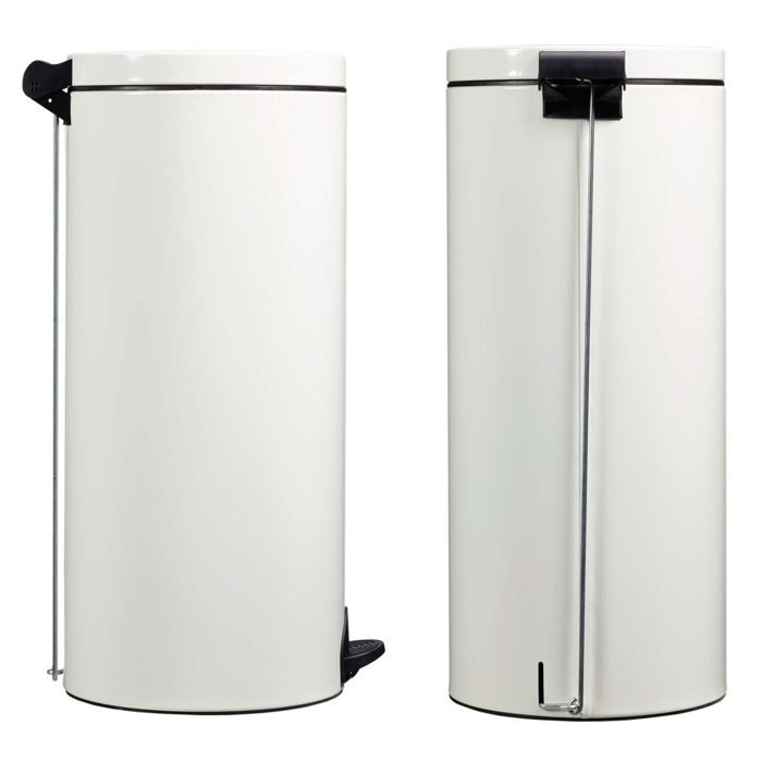 Poubelle De Cuisine 30L - Poubelle à Pédale Compartiment Seau Amovible Acier Inox Blanc