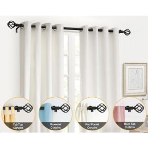 Tringle à Rideaux Métal Chromé Mat, 2 Voies, Diamètre 19mm - Longueur 400 Cm (avec Supports Et Embouts)
